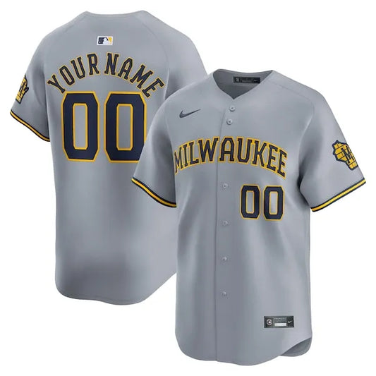 Custom Milwaukee Brewers Away Jersey - Grey