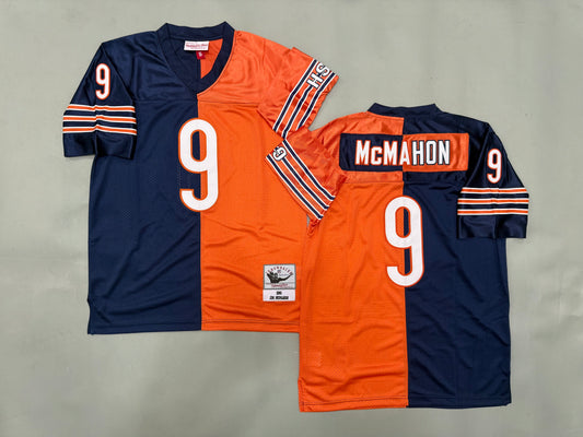Mens Jim McMahon #9 Chicago Bears Two-Tone Colorblock Vintage Throwback Jersey