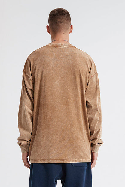 250GSM Vintage Washed Long Sleeve Crew