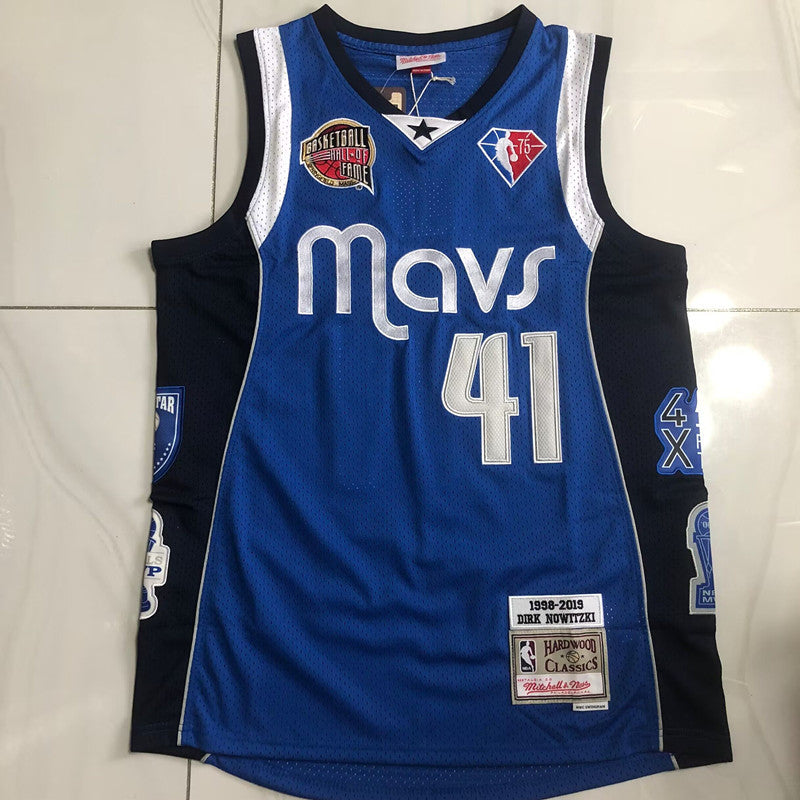 Dallas Mavericks Dirk Nowitzki #41 Throwback Jersey -  Dense Embroidery
