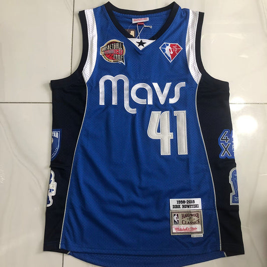 Dallas Mavericks Dirk Nowitzki #41 Throwback Jersey -  Dense Embroidery