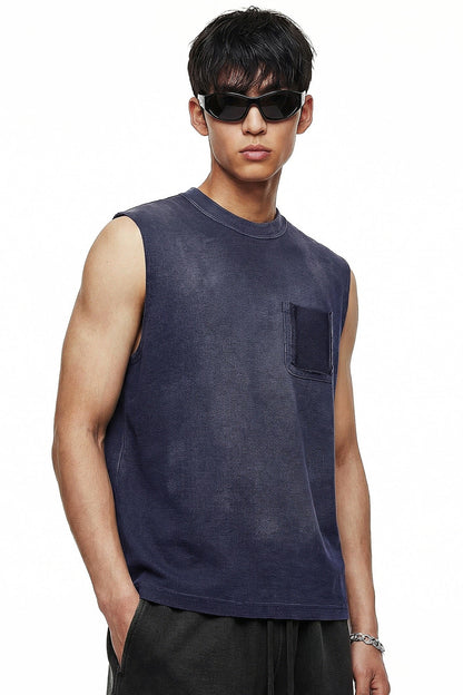 325GSM Sun Fade Waffle Material Muscle Tee