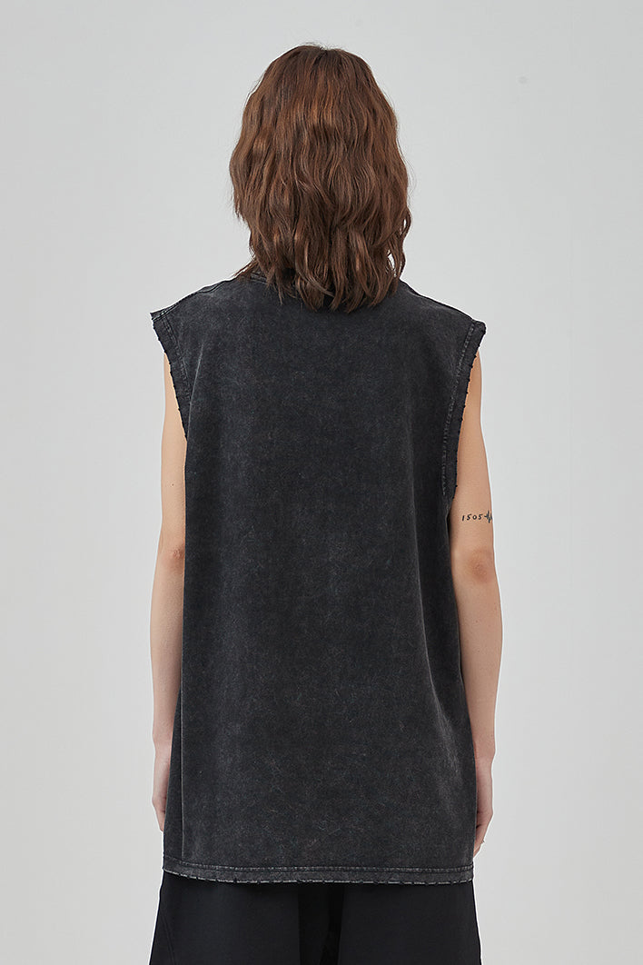 275GSM Distressed Washed Muscle Tee