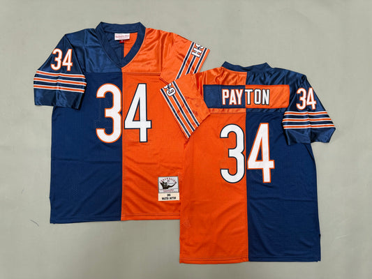 Mens Walter Payton #34 Chicago Bears Two-Tone Colorblock Vintage Throwback Jersey