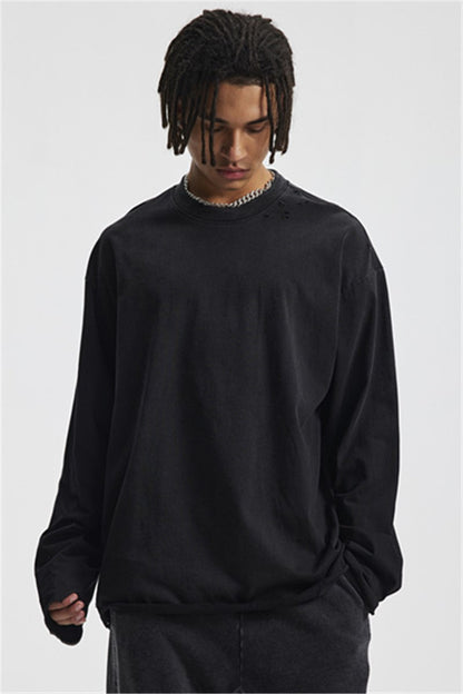 275GSM Distressed Spray Washed Long Sleeve