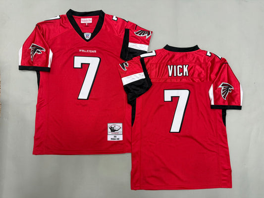 Mens Michael Vick #7 Atlanta Falcons Red 2003 Vintage Throwback Jersey