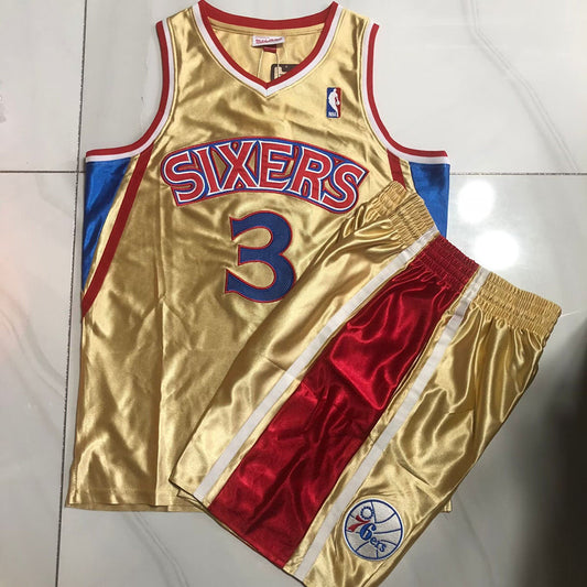 Philadelphia 76ers Allen Iverson #3 Platinum Edition Swingman Set ― Embroidered