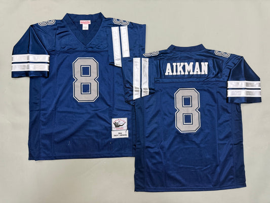 Mens Troy Aikman#8 Dallas Cowboys Vintage Throwback Jersey