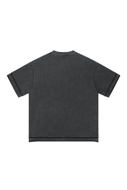 275GSM Patchwork Distressed Washed Tee