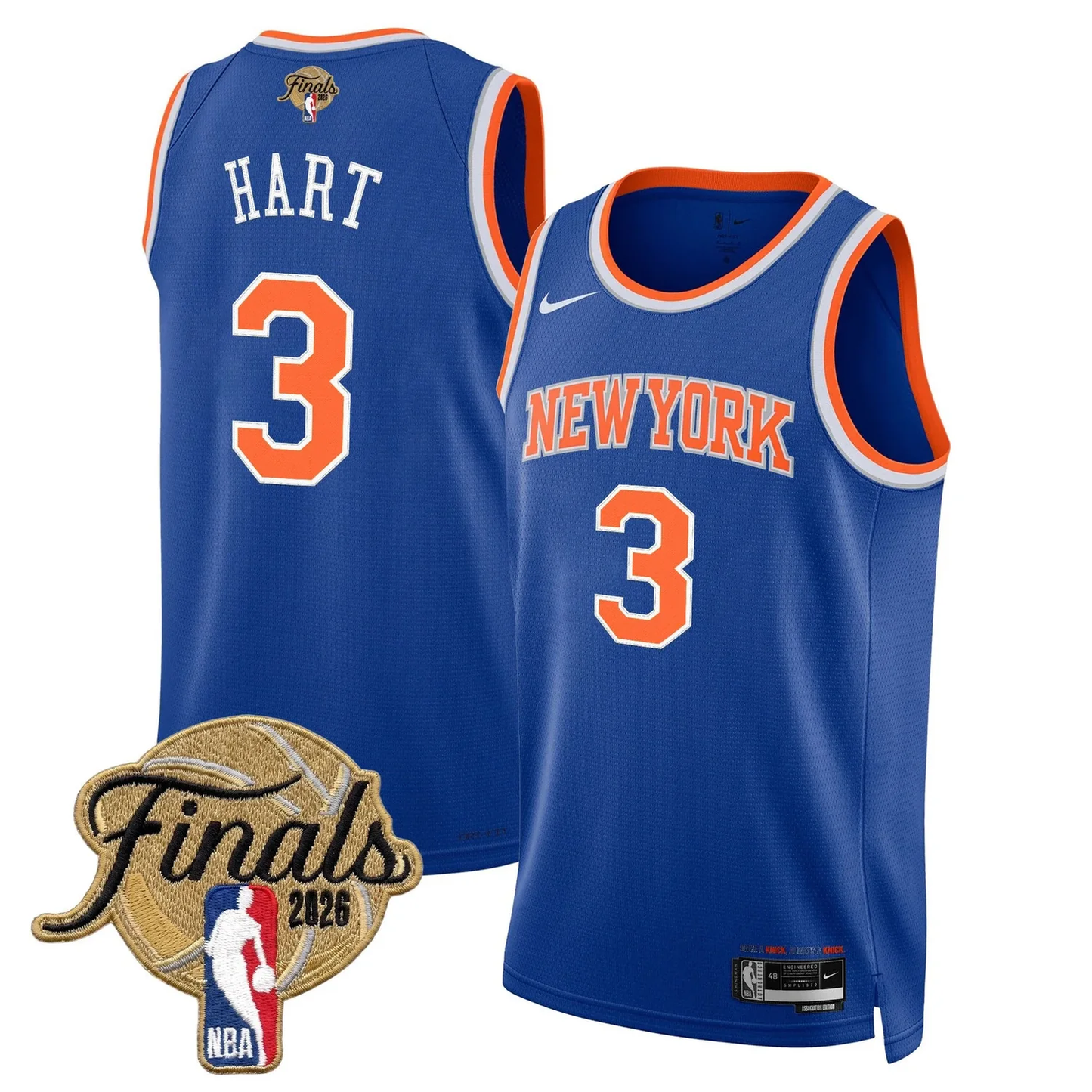 Josh Hart #3 New York Knicks 2026 Finals Swingman Blue Jersey - All Stitched