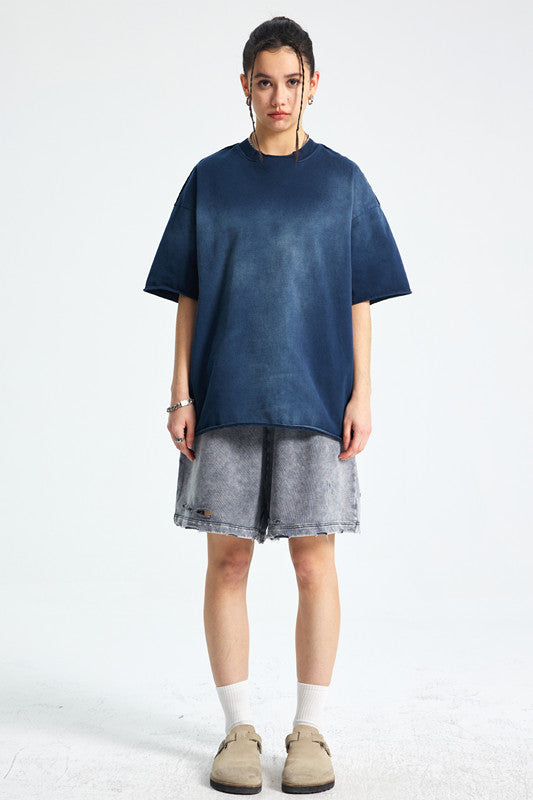 305GSM Gradient Spray Washed Distressed Tee