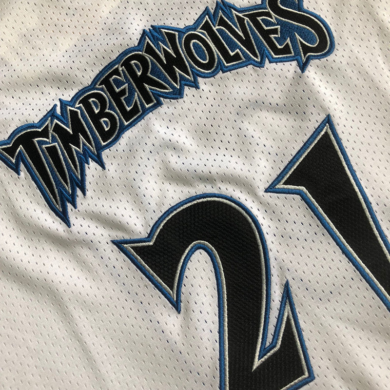 Minnesota Timberwolves Kevin Garnett #21 Throwback Jersey - Dense Embroidery