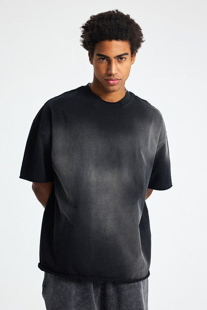 305GSM Gradient Spray Washed Distressed Tee