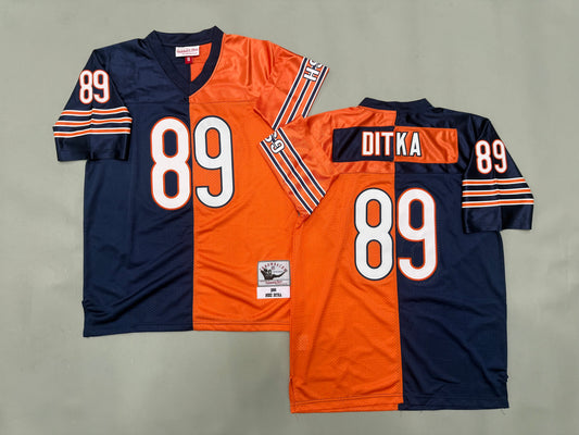 Mens Mike Ditka #89 Chicago Bears Two-Tone Colorblock Vintage Throwback Jersey