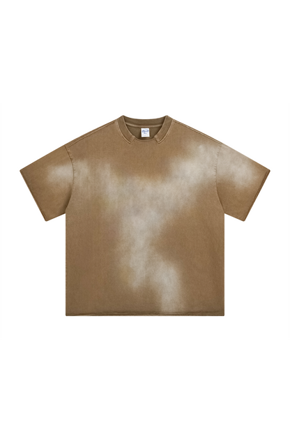 305GSM Gradient Spray Washed Distressed Tee