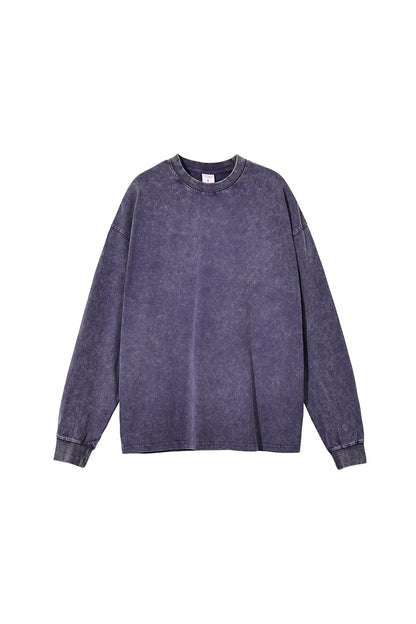 250GSM Vintage Washed Long Sleeve Crew