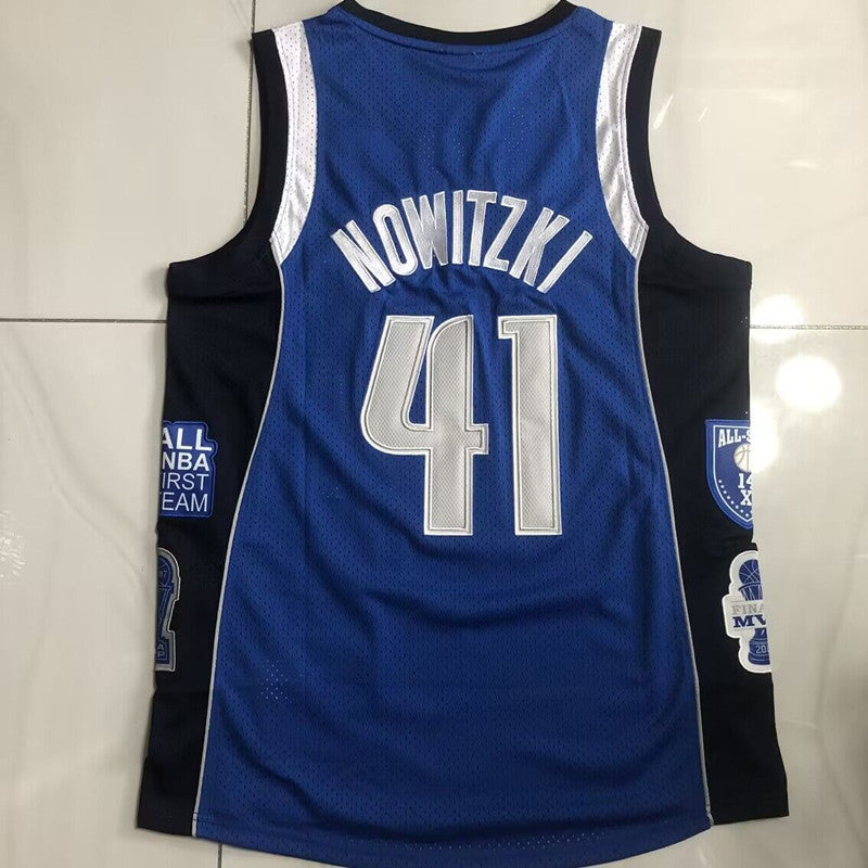 Dallas Mavericks Dirk Nowitzki #41 Throwback Jersey -  Dense Embroidery