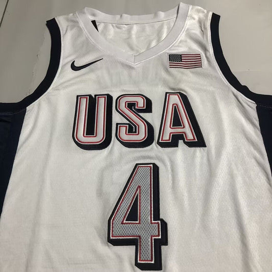 USA Basketball Team Stephen Curry #4 white Throwback Jersey -  Dense Embroidery