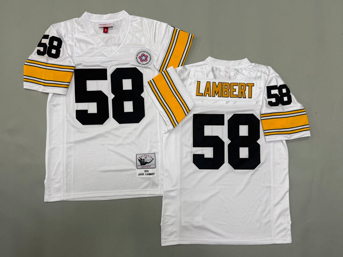 Mens Jack Lambert#58 white Pittsburgh Steelers Vintage Throwback Jersey