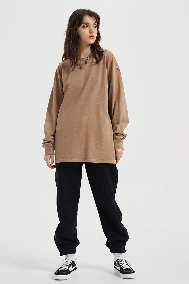 310GSM Pigment Dyed Washed Long Sleeve Crew