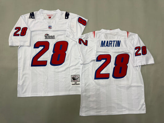 Mens Curtis Martin#28  ‌white New England Patriots Vintage Throwback Jersey