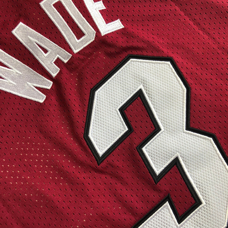 Miami Heat Dwyane Wade #3 Jujube red 2005 Throwback Jersey - Dense Embroidery
