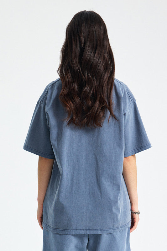 250GSM Distressed Pigment Dyed Washed Tee