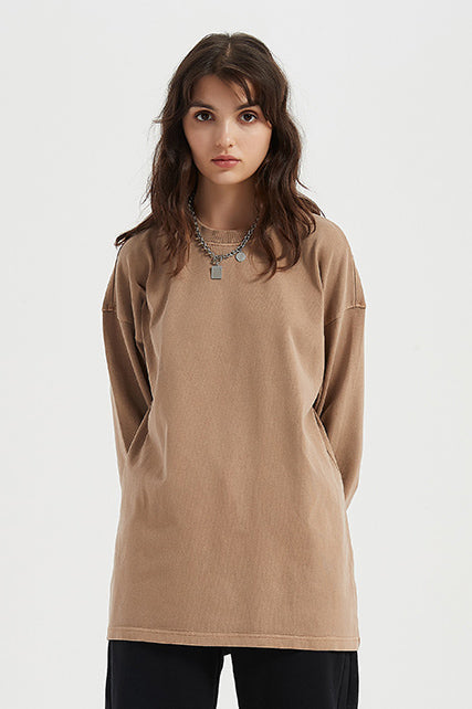310GSM Pigment Dyed Washed Long Sleeve Crew