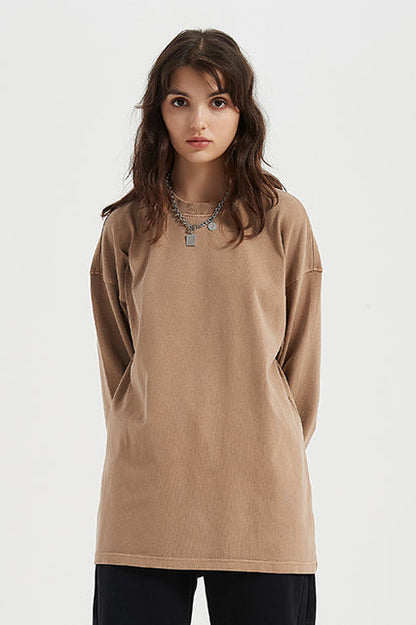 310GSM Pigment Dyed Washed Long Sleeve Crew