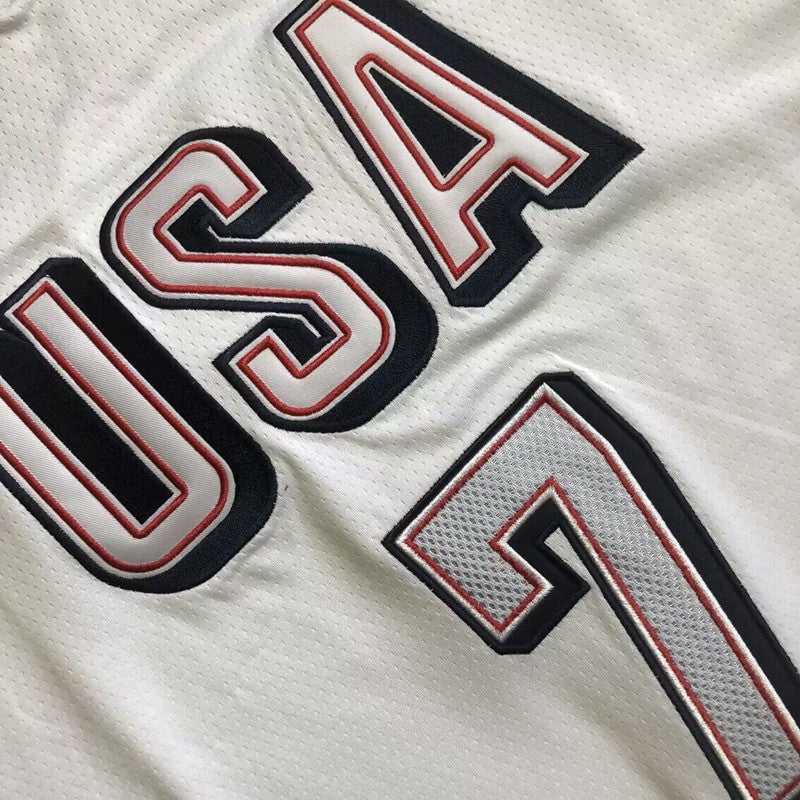 2024 USA Basketball Team Kevin Wayne Durant #7 white Throwback Jersey -  Dense Embroidery