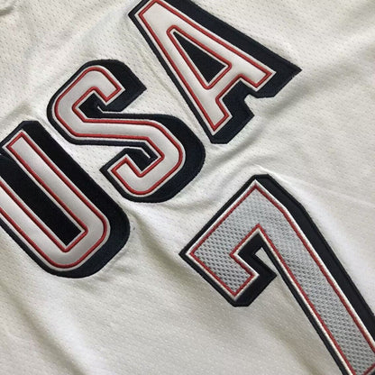 2024 USA Basketball Team Kevin Wayne Durant #7 white Throwback Jersey -  Dense Embroidery
