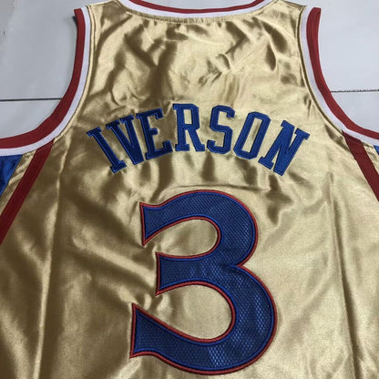 Philadelphia 76ers Allen Iverson #3 Platinum Edition Throwback Jersey - Dense Embroidery