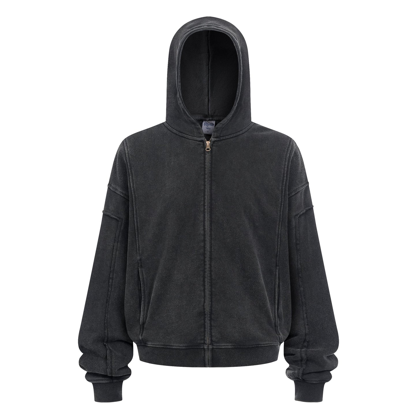 430GSM Boxy Fit Splicing Washed Zip Up Jacket