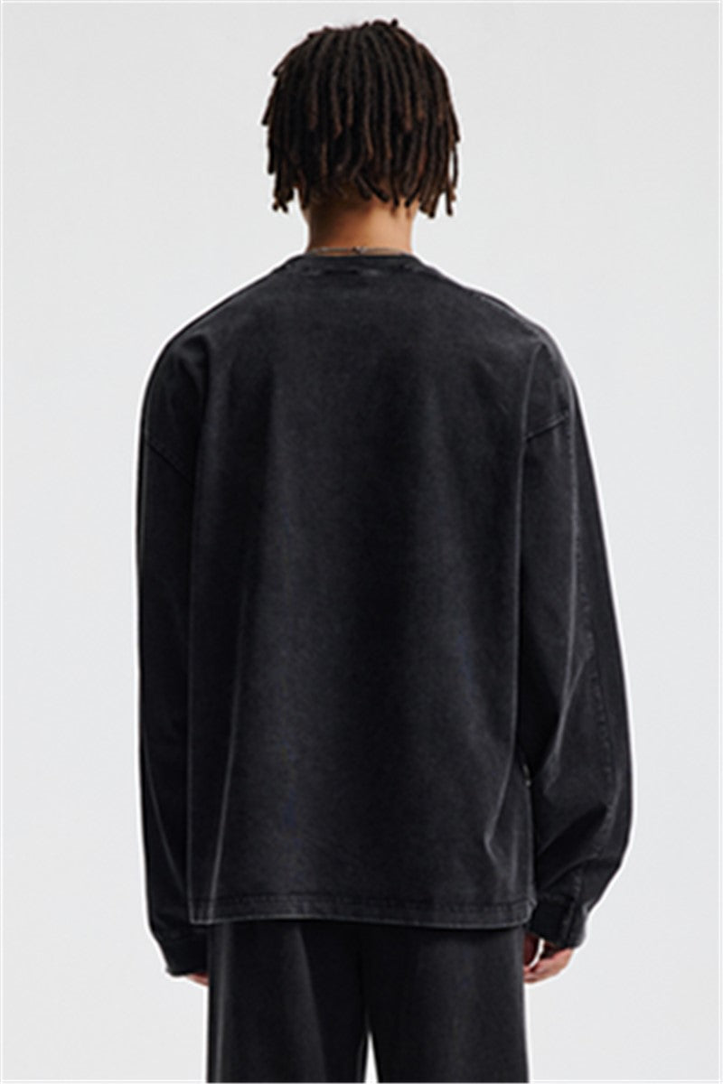 285GSM Contrast Long Sleeve Pigment Dyed Tee