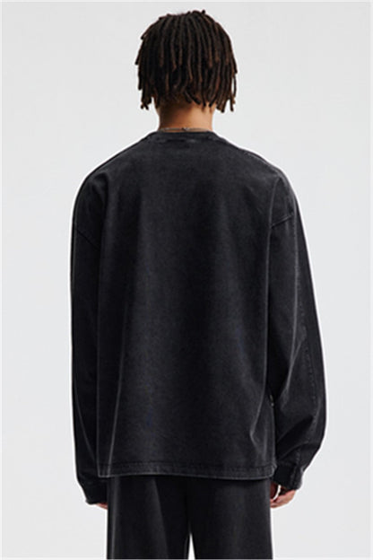 285GSM Contrast Long Sleeve Pigment Dyed Tee