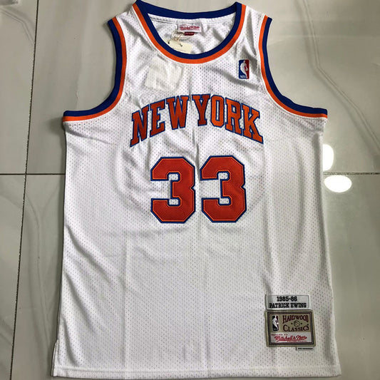 New York Knicks Patrick Ewing #33 white 1985 Throwback Jersey - Dense Embroidery