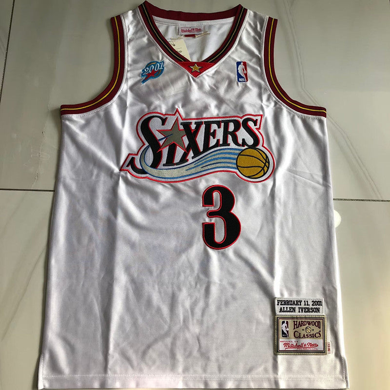 All-Star Allen Iverson #3 white 2001 Dense Embroidery