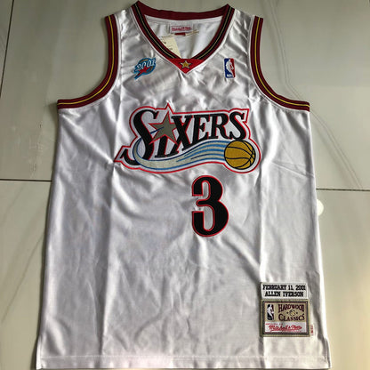 All-Star Allen Iverson #3 white 2001 Dense Embroidery