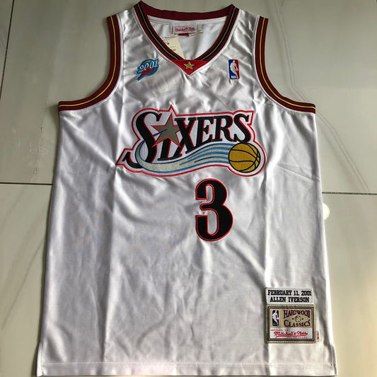 All-Star Allen Iverson #3 white 2001 Dense Embroidery