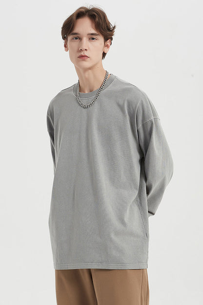 310GSM Pigment Dyed Washed Long Sleeve Crew