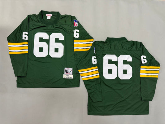 Mens Ray Nitschke#66 Green Bay Packers Vintage Throwback Jersey