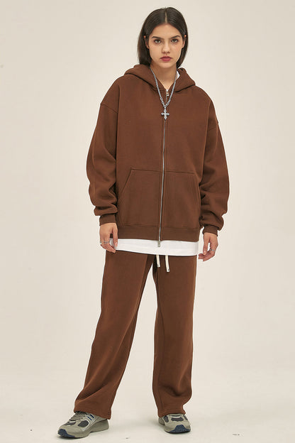 350GSM Solid Color Fleece Zipper Jacket