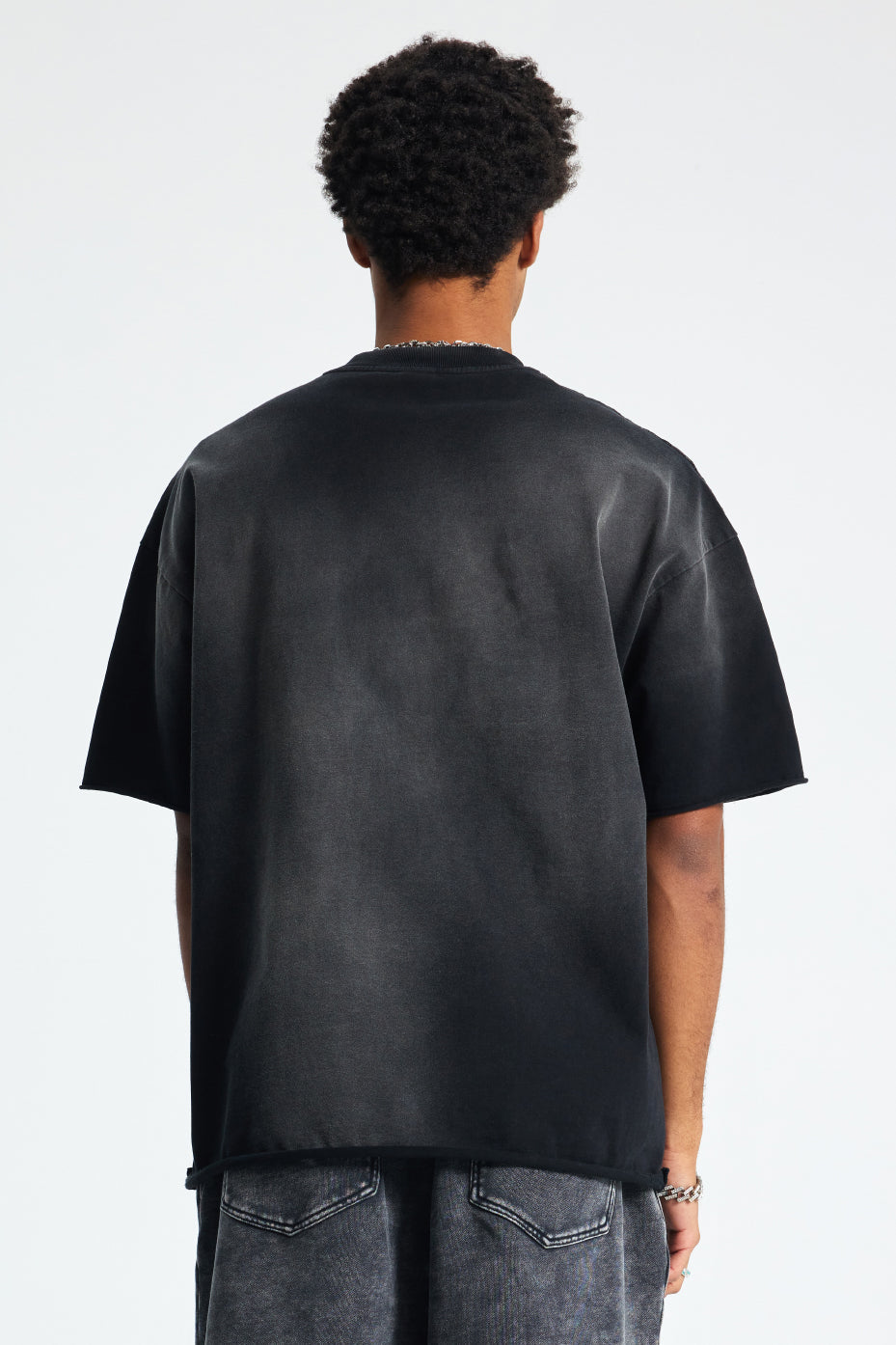 305GSM Gradient Spray Washed Distressed Tee