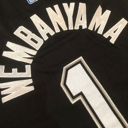 San Antonio Spurs Victor Wembanyama #1 black Throwback Jersey - Dense Embroidery