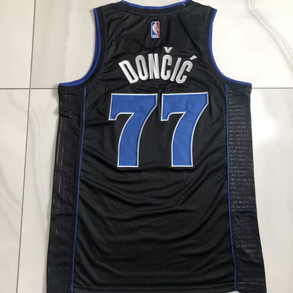 Dallas Mavericks Luka Dončić #77 Urban Black Throwback Jersey - Dense Embroidery