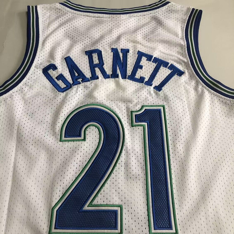 Minnesota Timberwolves Kevin Garnett #21 white Throwback Jersey - Dense Embroidery