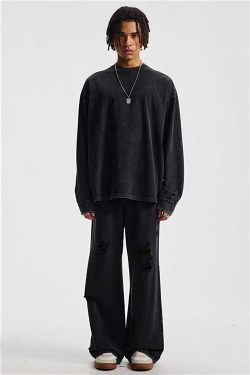 285GSM Contrast Long Sleeve Pigment Dyed Tee