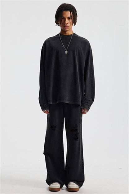 285GSM Contrast Long Sleeve Pigment Dyed Tee