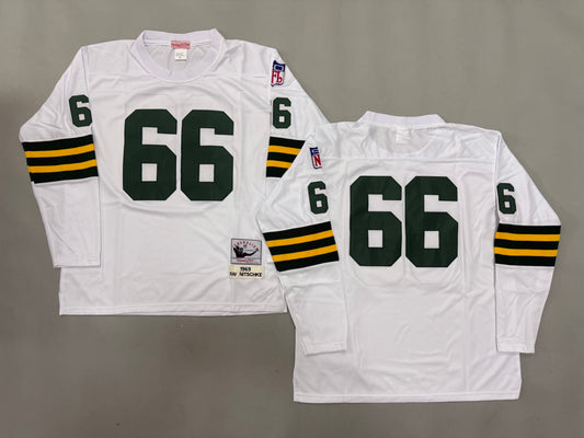 Mens Ray Nitschke#66 white Green Bay Packers Vintage Throwback Jersey