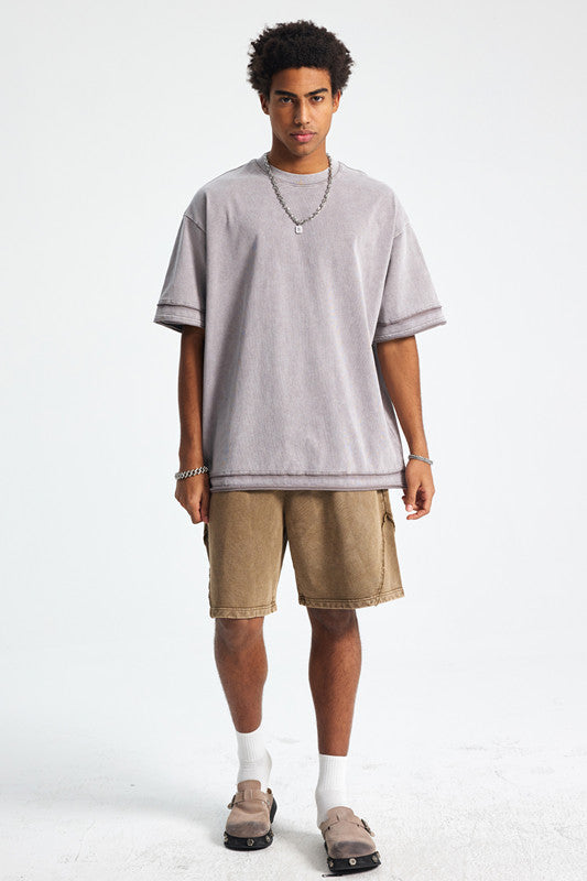275GSM Patchwork Distressed Washed Tee